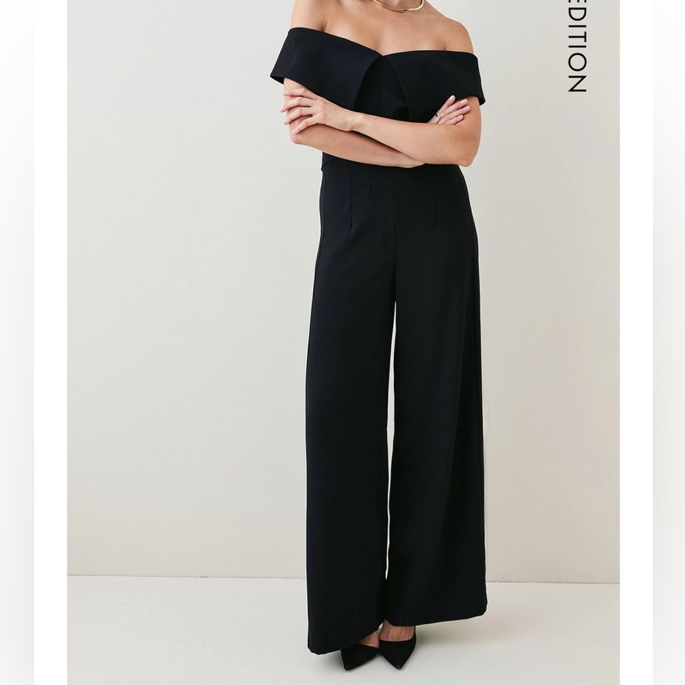 Karen Millen Tailored Off The Shoulder Wide Leg Jumpsuit